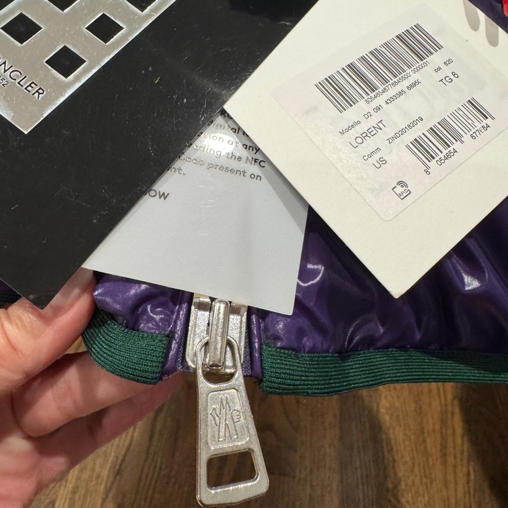 NEW 💯 AUTH Moncler Men's Genius 2 1952 Purple PufferDown Double Hood Lorent Vest - Picture 15 of 15